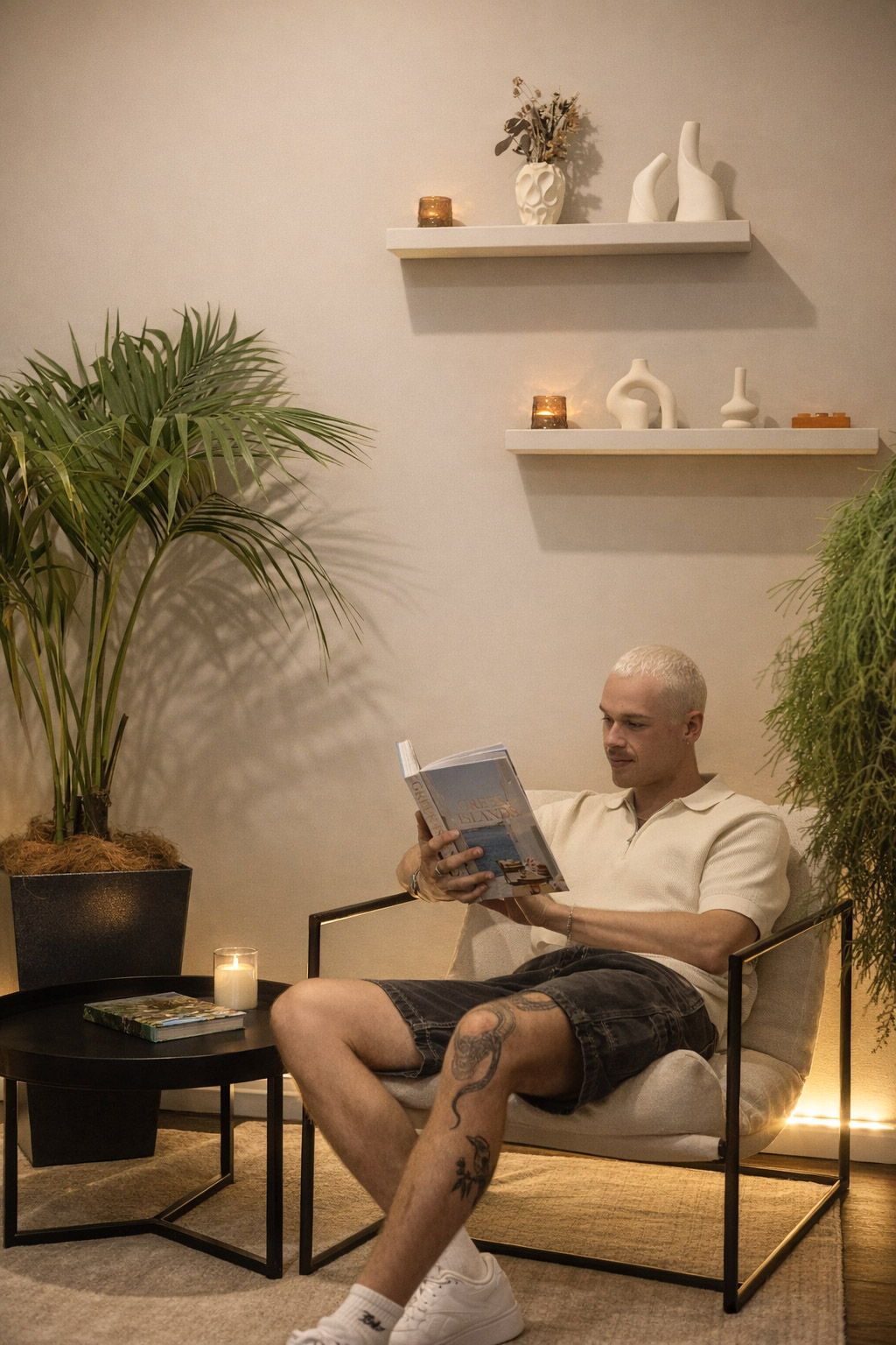 Guest reading in the relaxation lounge